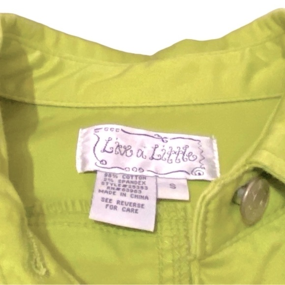 ๐
Liv a Little * ๐ Green Sz Small Denim-like Button jacket technical 98% Cotton - Picture 3 of 12